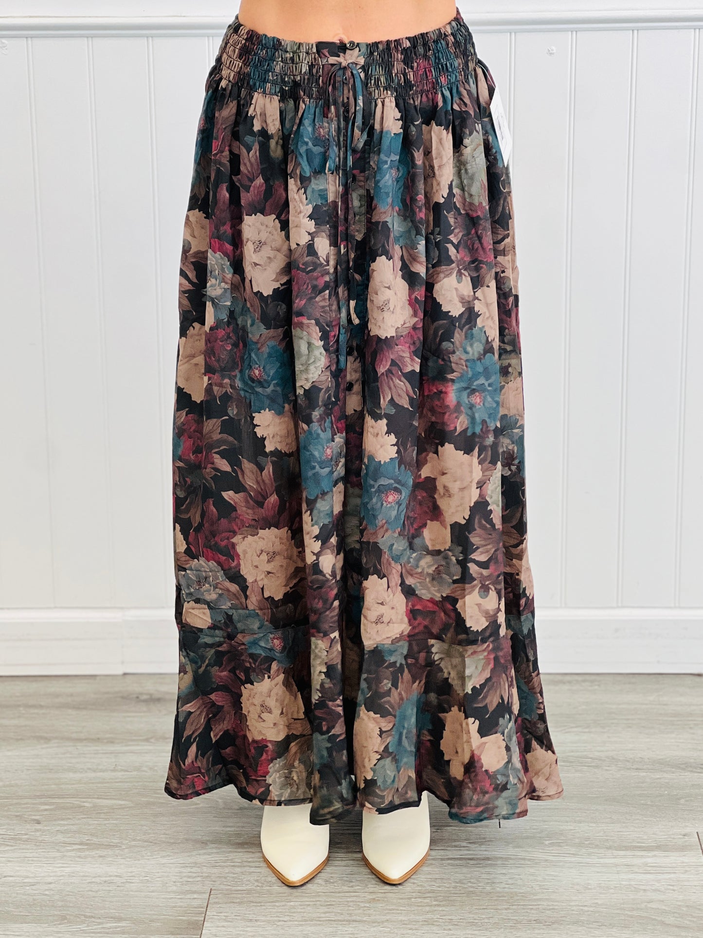 Autumn Bliss Button Loop Maxi Skirt (Reg.)-2 Colors