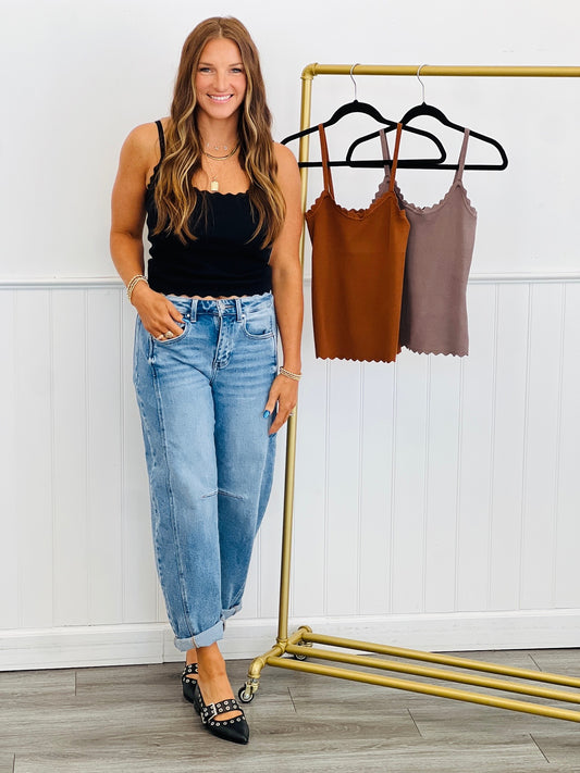 Scalloped Cami Top (Reg)-3 Colors