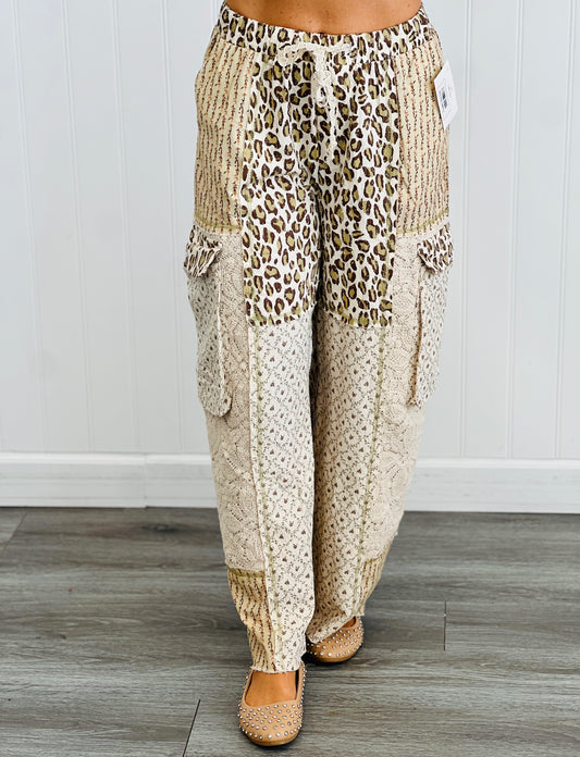 POL Cream Multi Mixed Prints Cargo Pants (Reg.)