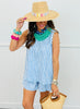 Blue Striped Scoop Back Tank & Shorts Set (Reg.)