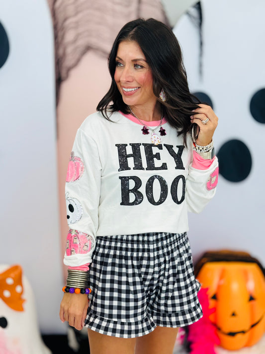 Hey Boo Sequin Long Sleeve Top (Reg. and Plus)