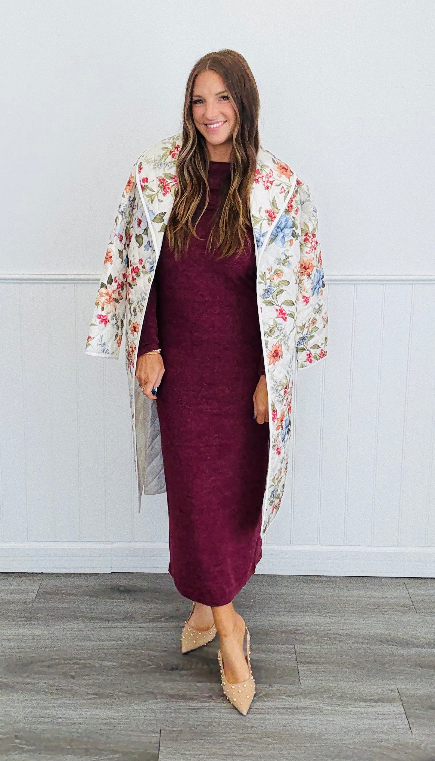 Burgundy Off Shoulder Maxi Dress (Reg. and Plus)