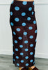 Brown/Blue Polka Dot Sheer Overlay Maxi Skirt (Reg.)