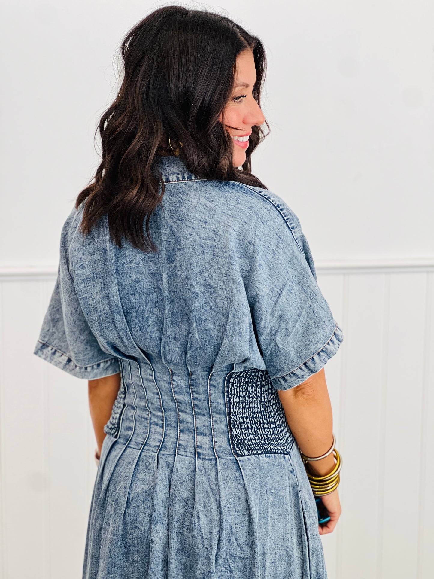 Oli & Hali Denim Smocked Button Down Maxi Dress (Reg.)