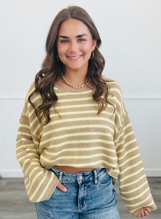 Sand/Butter Striped Sweater Top (Reg.)