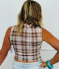 Coco/Ivory Plaid Sleeveless Mesh Top (Reg.)
