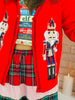 Red Nutcracker Embroidered Button Up Cardigan (Reg. and Plus)