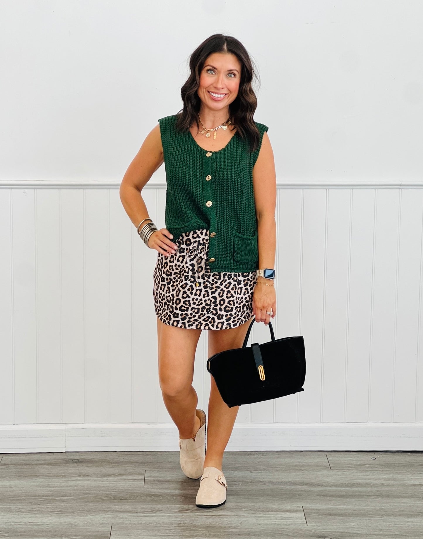 Chunky Button Down Sweater Vest Top (Reg.)-2 Colors