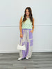 Lavender Acid Washed Contrast Stripe Pants (Reg & Plus)