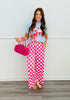 Pink/White Checkered Knit Pants (Reg & Plus)