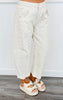 Cream Ditzy Blue Barrel Pants (Reg. and Plus)