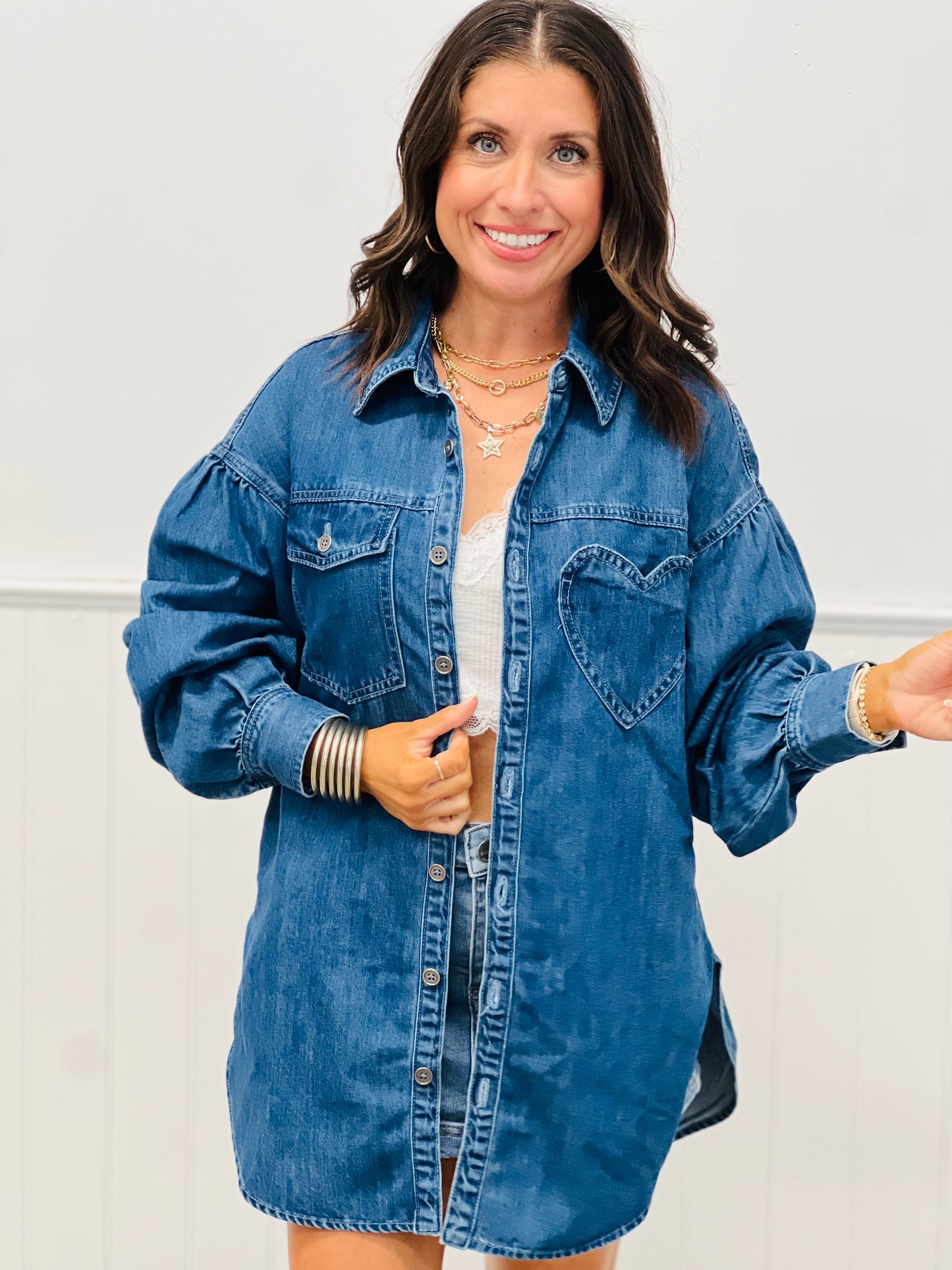 Indigo Denim Heart Pocket Shacket (Reg.)