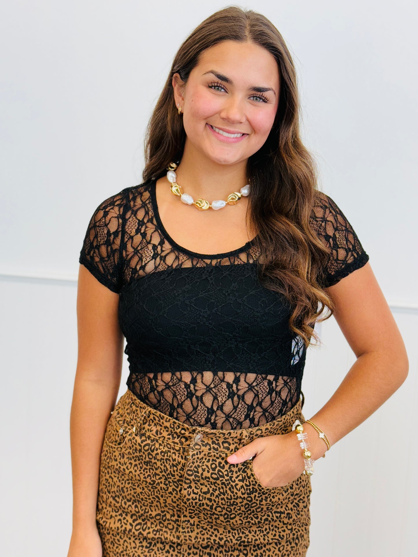 Sheer Mesh Lace Bodysuit (Reg & Plus)-3 Colors