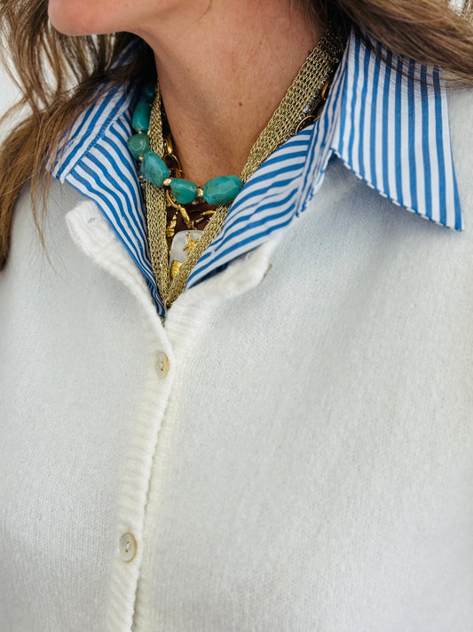 Blue & White Stripe Corporate Collar (One Size)