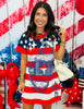Queen Of Sparkles USA Star & Stripe Card Logo Mini Dress (Reg. & Plus)