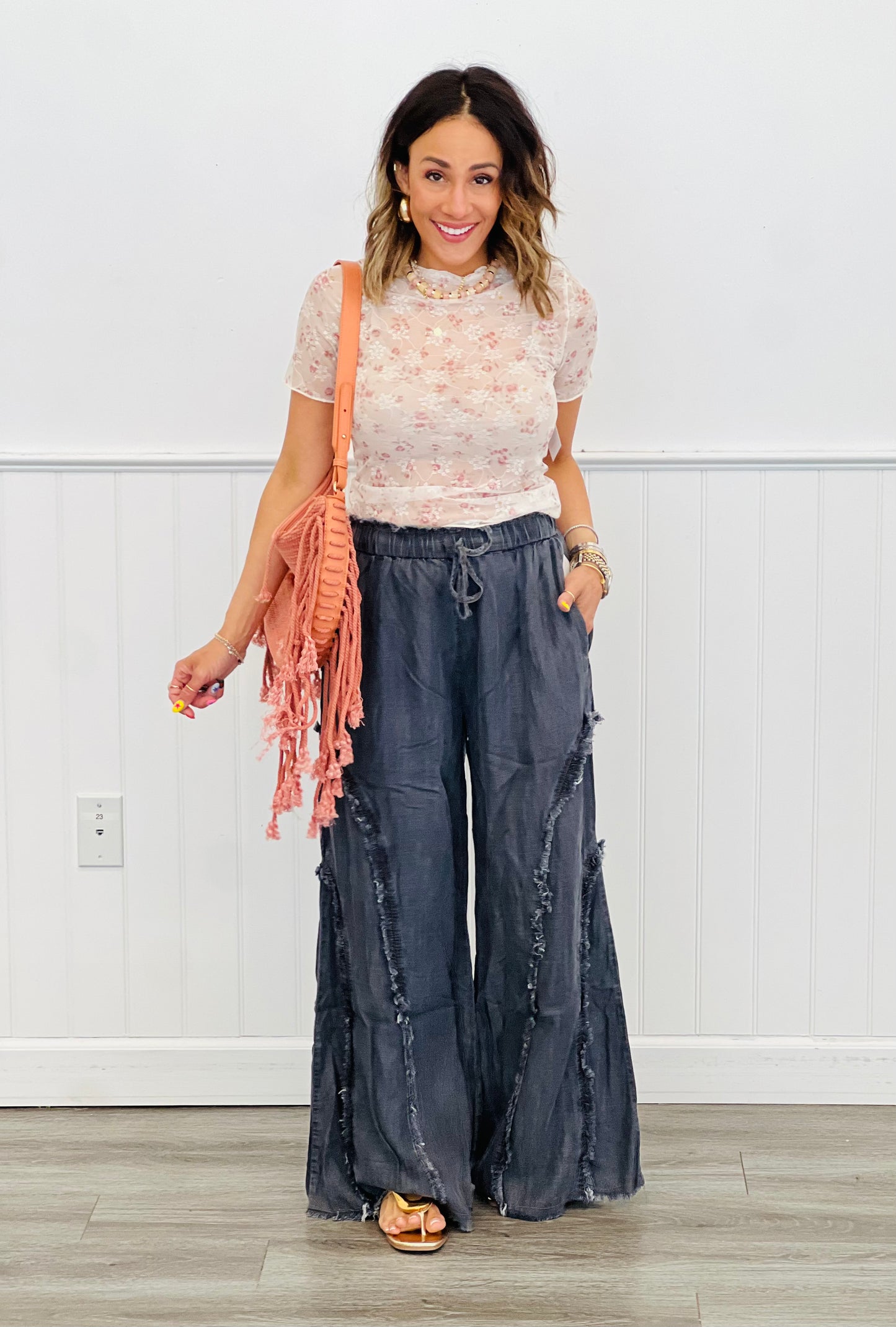 Short Sleeve Floral High Neck Mesh Top (Reg & Plus)-3 Colors