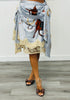 Baby Blue Western Print Lace Trim Midi Skirt (Reg.)