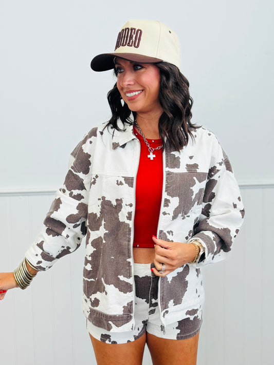 Cow Print Oversized Worker Jacket (Reg.)