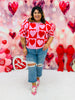 Red/Pink Checker Heart Sweater Top (Reg.)