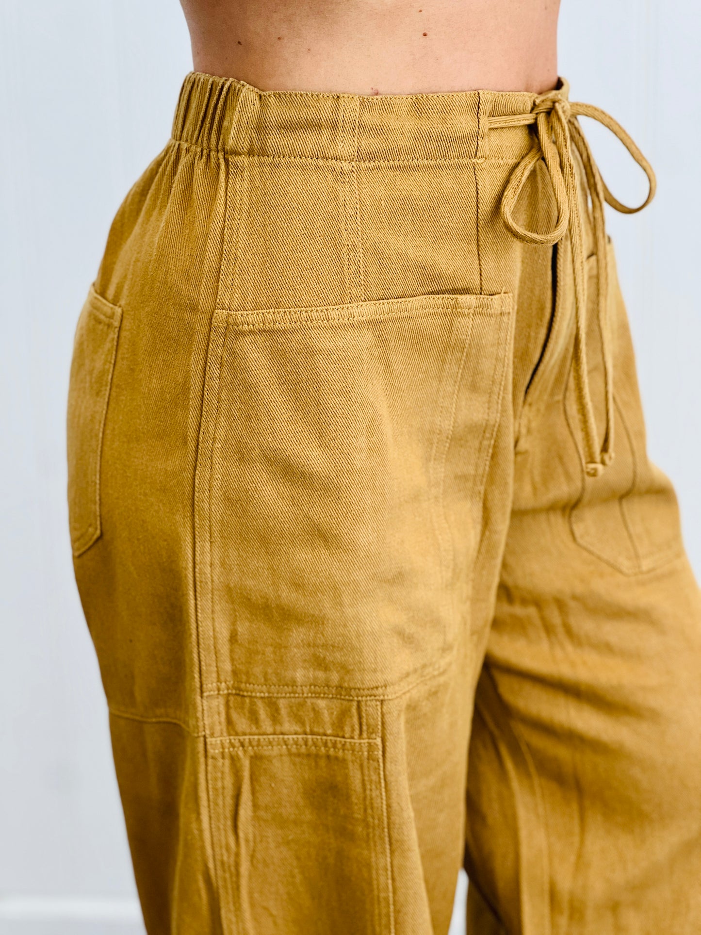 Camel Cotton Cropped Barrel Pants (Reg & Plus)
