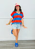 Blue/Orange Striped Rugby Polo Top (Reg & Plus)