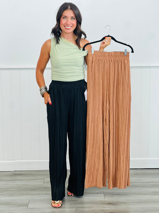 Pleated Perfection Flowy Pants (Reg & Plus)-2 Colors