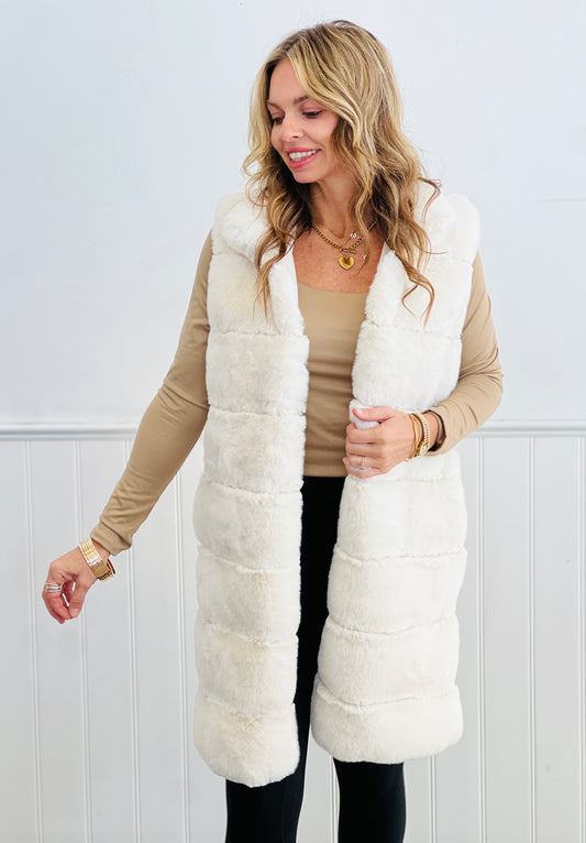 Cream Puff Fuzzy Longline Vest (Reg & Plus)