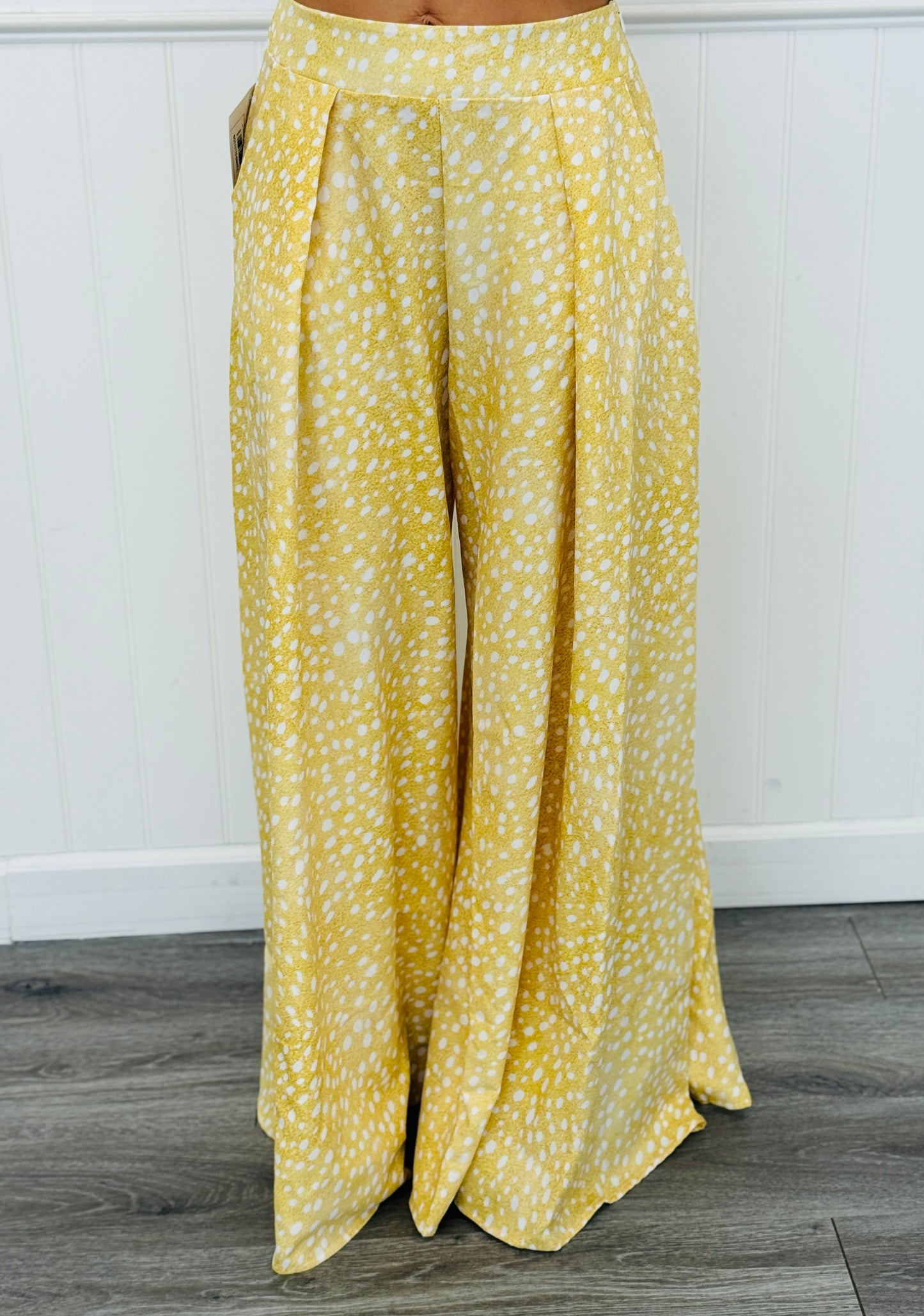 Yellow Deer Print Palazzo Pants (Reg. and Plus)