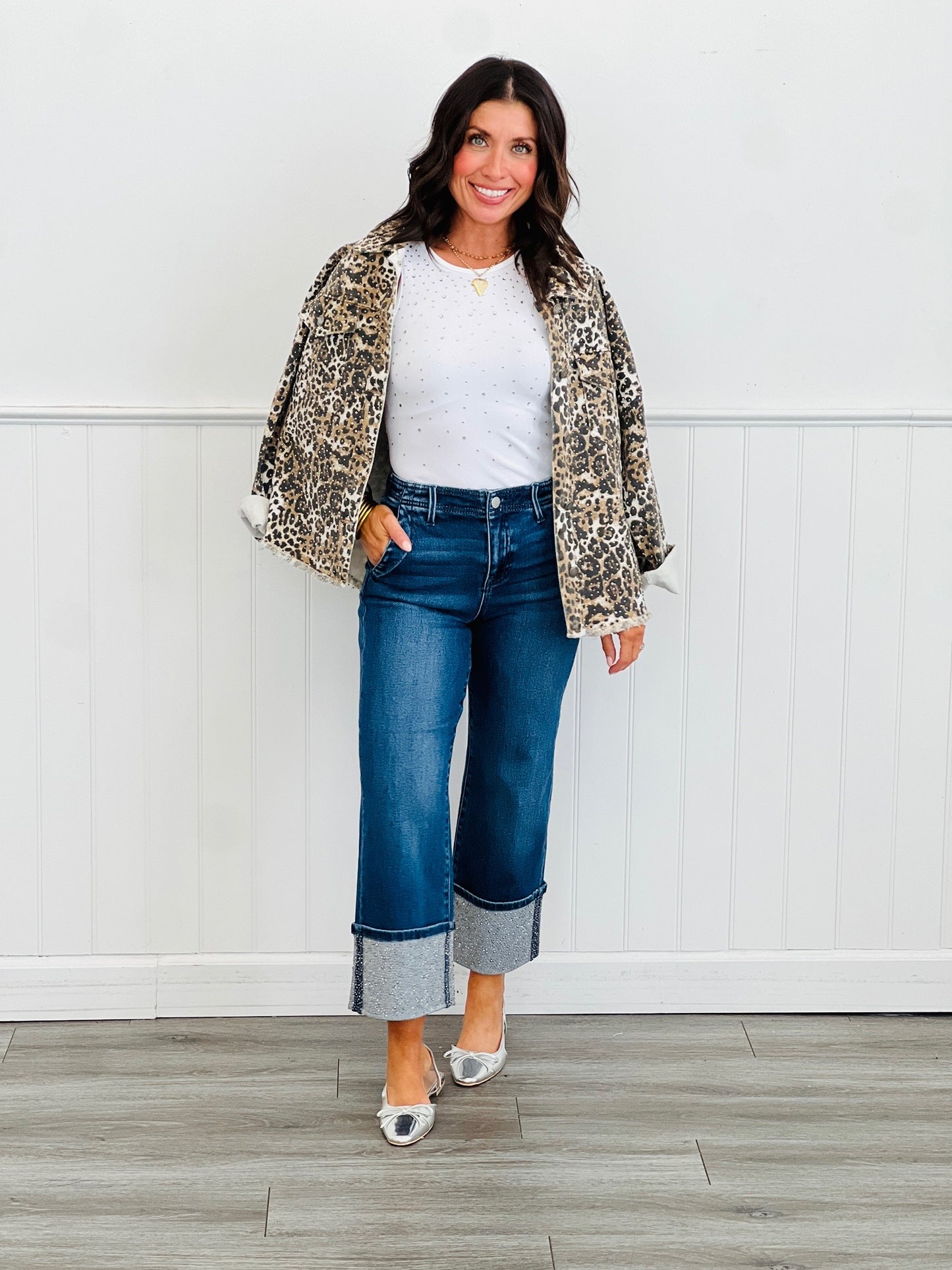 Risen Born To Sparkle Rhinestone Cuff Jeans (Reg & Plus)