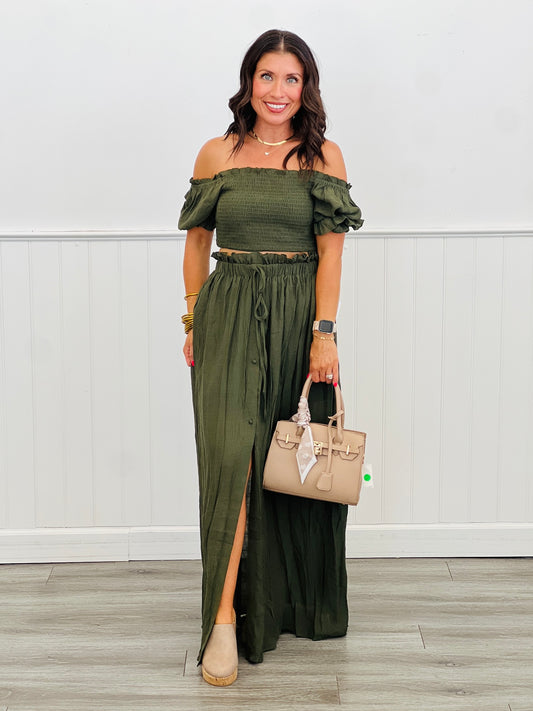 Olive Gypsy Top & Maxi Skirt Set (Reg & Plus)