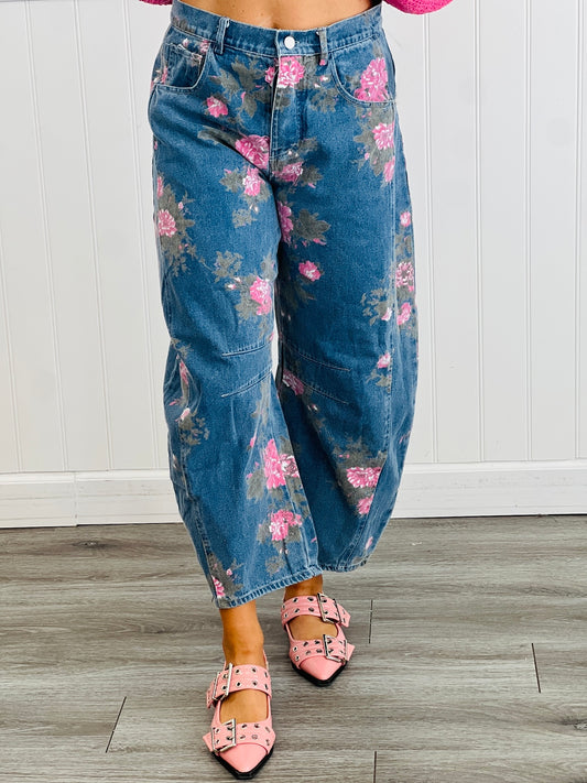 Denim Blossom Barrel Pants (Reg.)