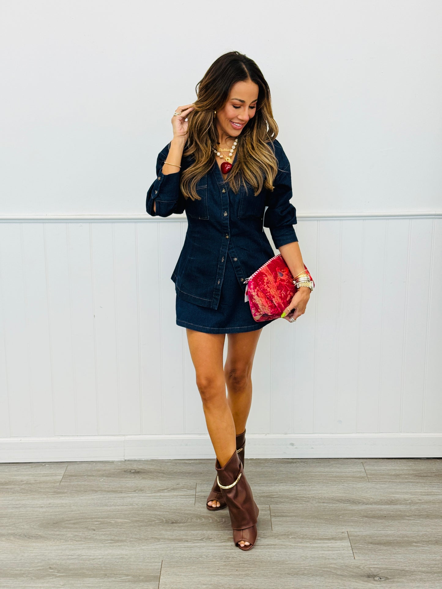 Dark Denim Back Zip Skort (Reg & Plus)