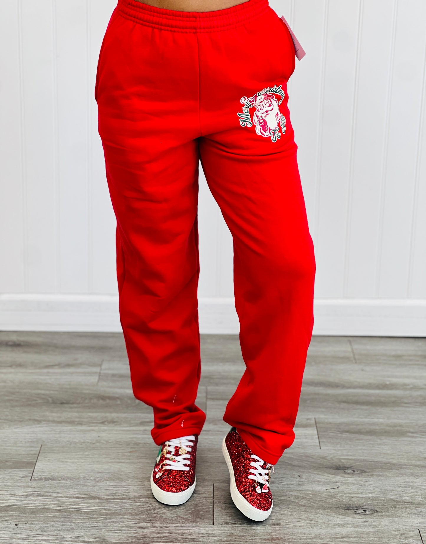 Red Merry Christmas To All Joggers (Reg. and Plus)