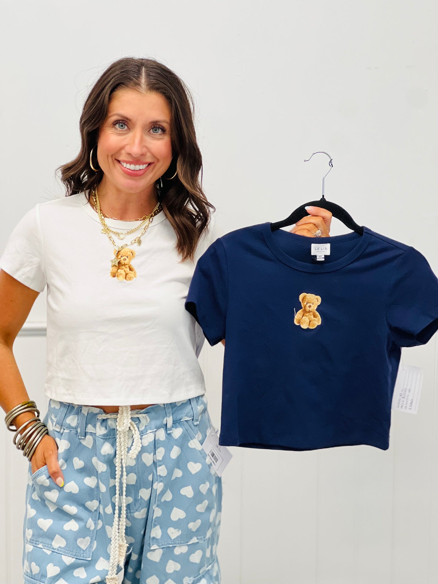 Embroidered Bear Baby Tee Top (Reg.)-2 Colors
