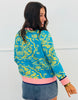 Vivid Blue Paisley Knit Sweater Cardigan (Reg.)