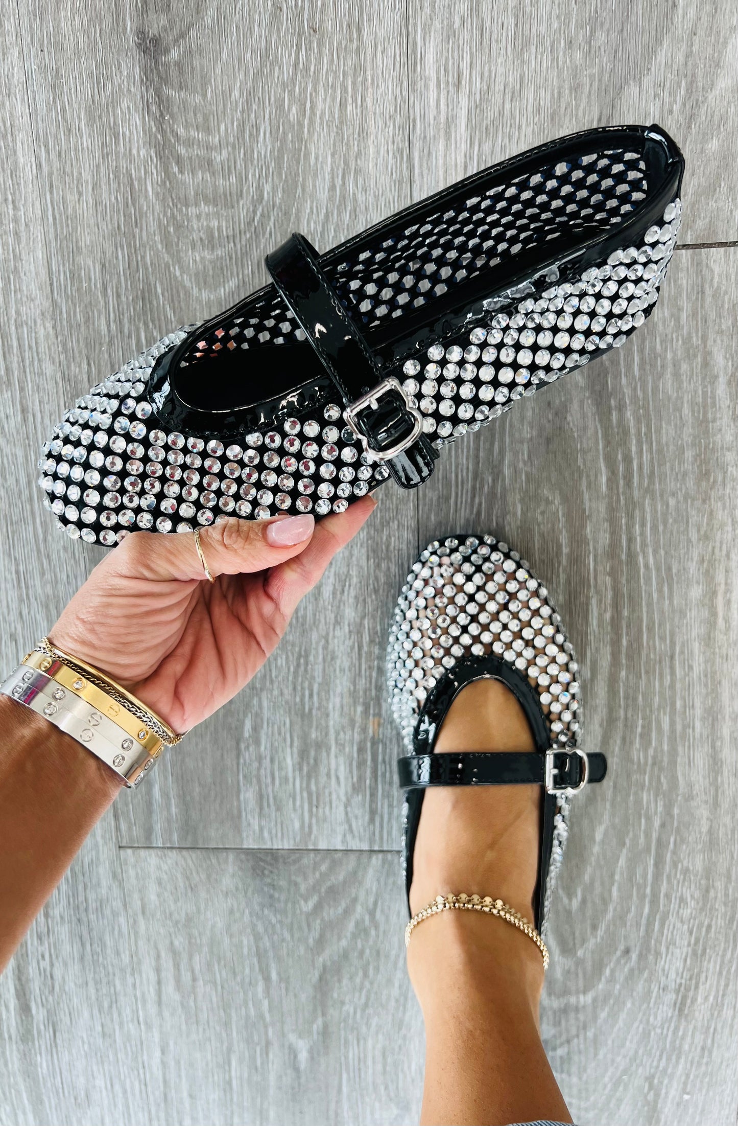 Black Diamond In The Rough Rhinestone Flats
