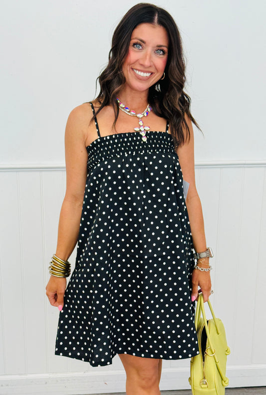 Black Polka Dot Mini Dress (Reg.)