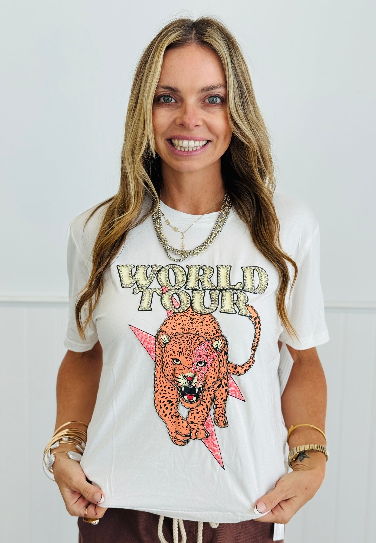 Embellished Print Tiger World Tour Graphic Tee (Reg.) - 2 Colors