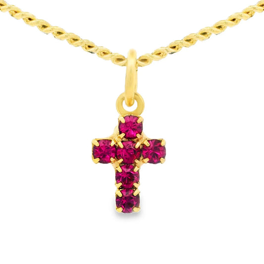 TOVA - Single Mini Cross Necklace - Fuchsia