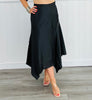 Black Asymmetrical Satin Midi Skirt (Reg.)