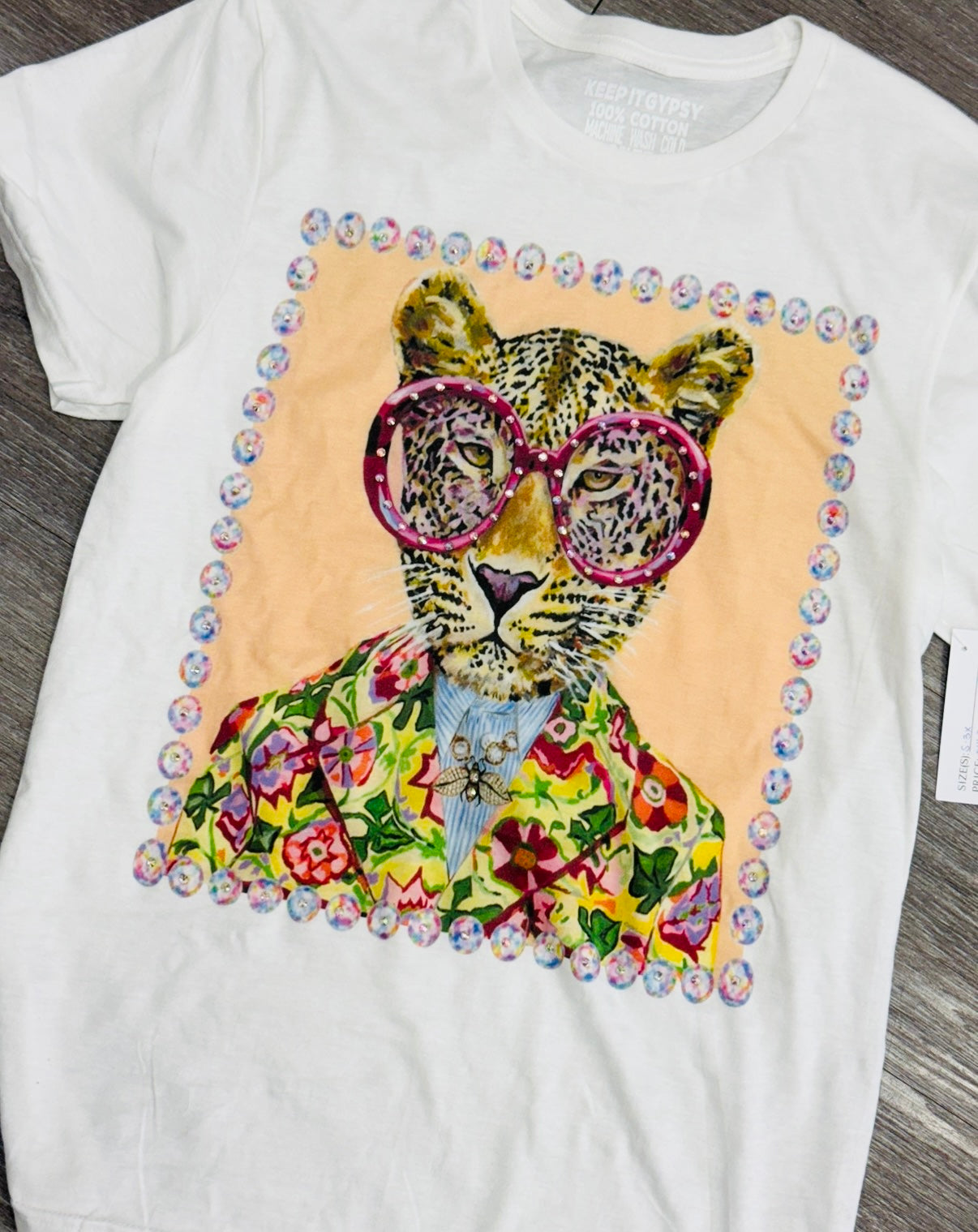 Leopard Frame Bling Tee (Reg. and Plus)