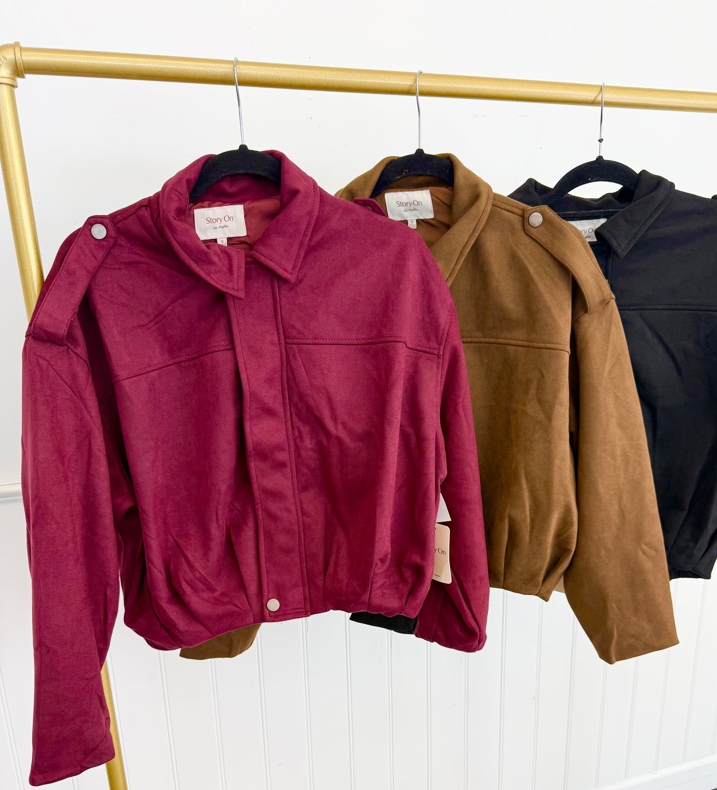 Suede Front Zipper Bomber Jacket (Reg.) - 3 Colors