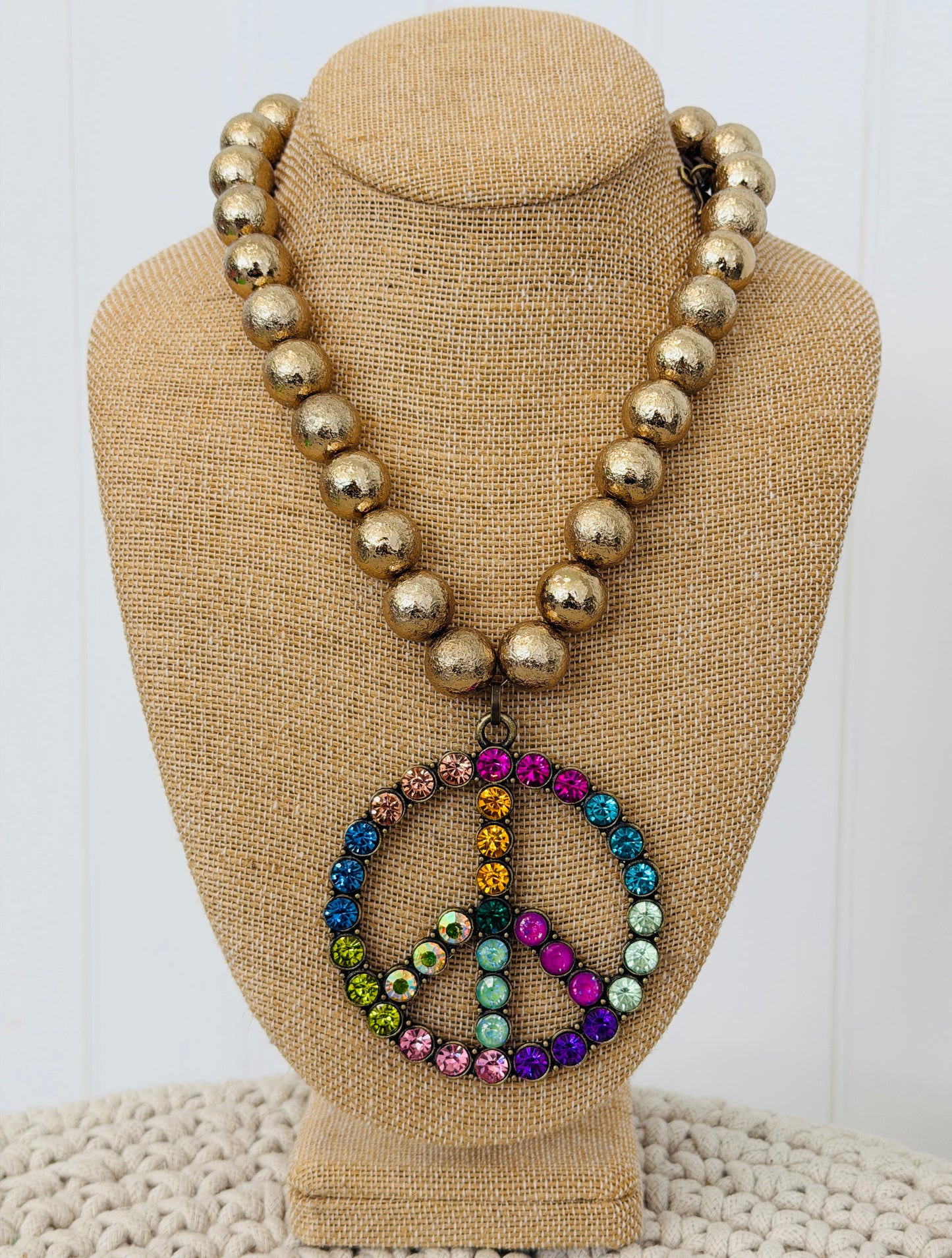Gypsy South - Jeweled Peace Sign Necklace