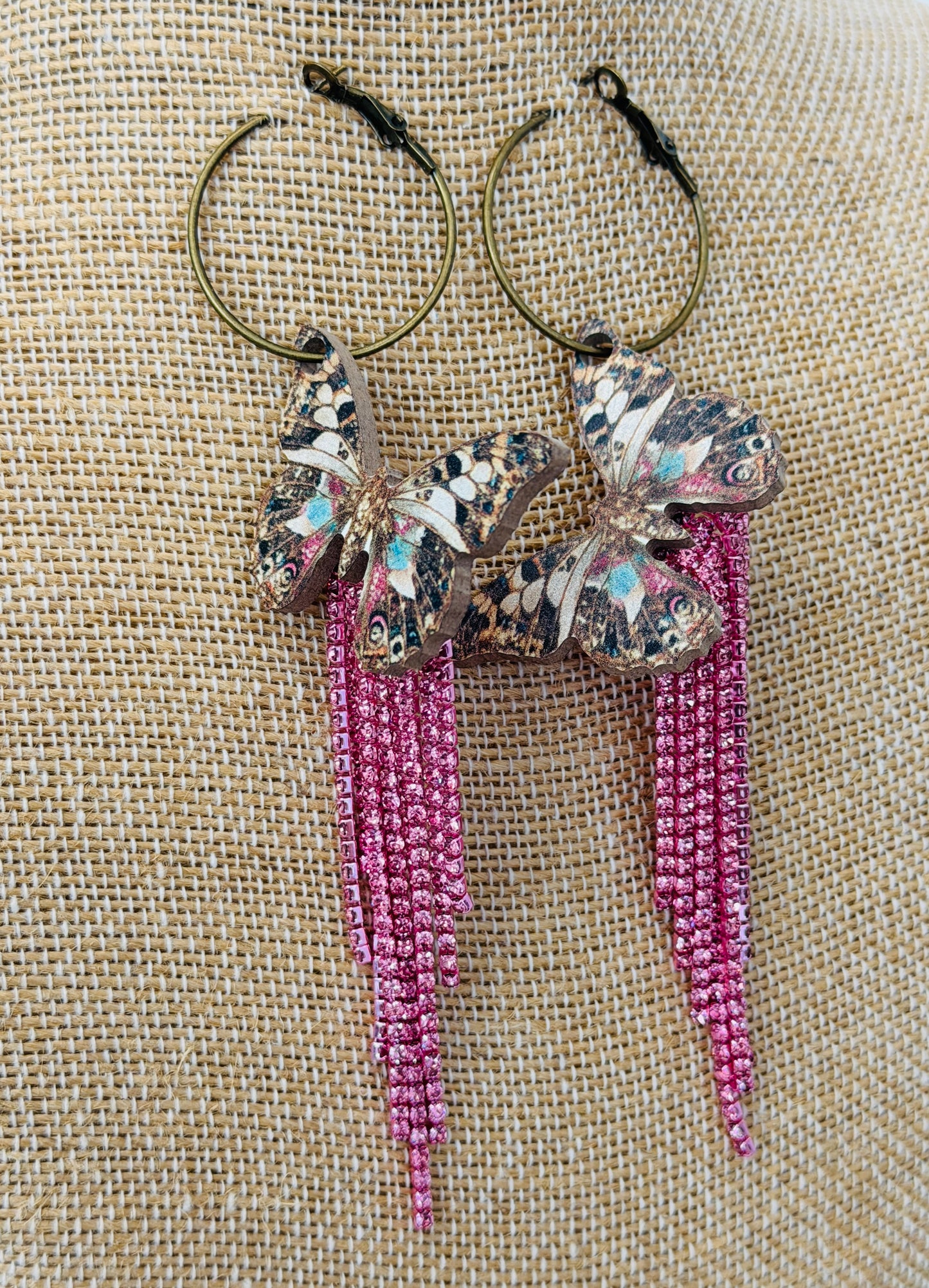 Gypsy South - Pink Jeweled Butterfly Earrings