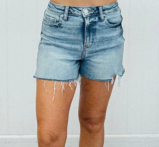 Medium Denim Wide Leg Shorts (Reg & Plus)