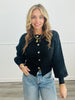 Puff Sleeve Flower Button Sweater Cardigan (Reg.)-3 Colors