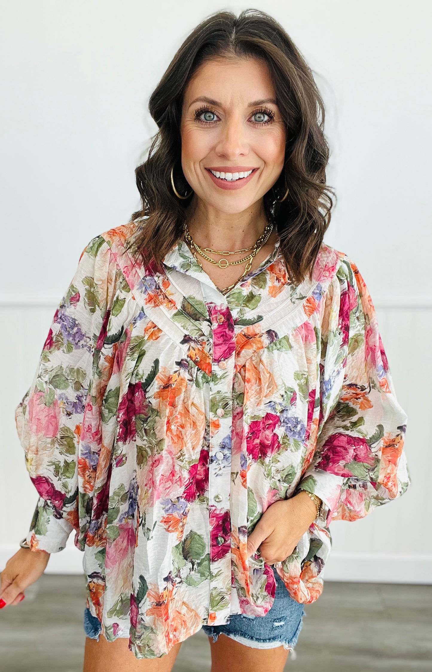 Vintage Rose Floral Fantasy Blouse (Reg)