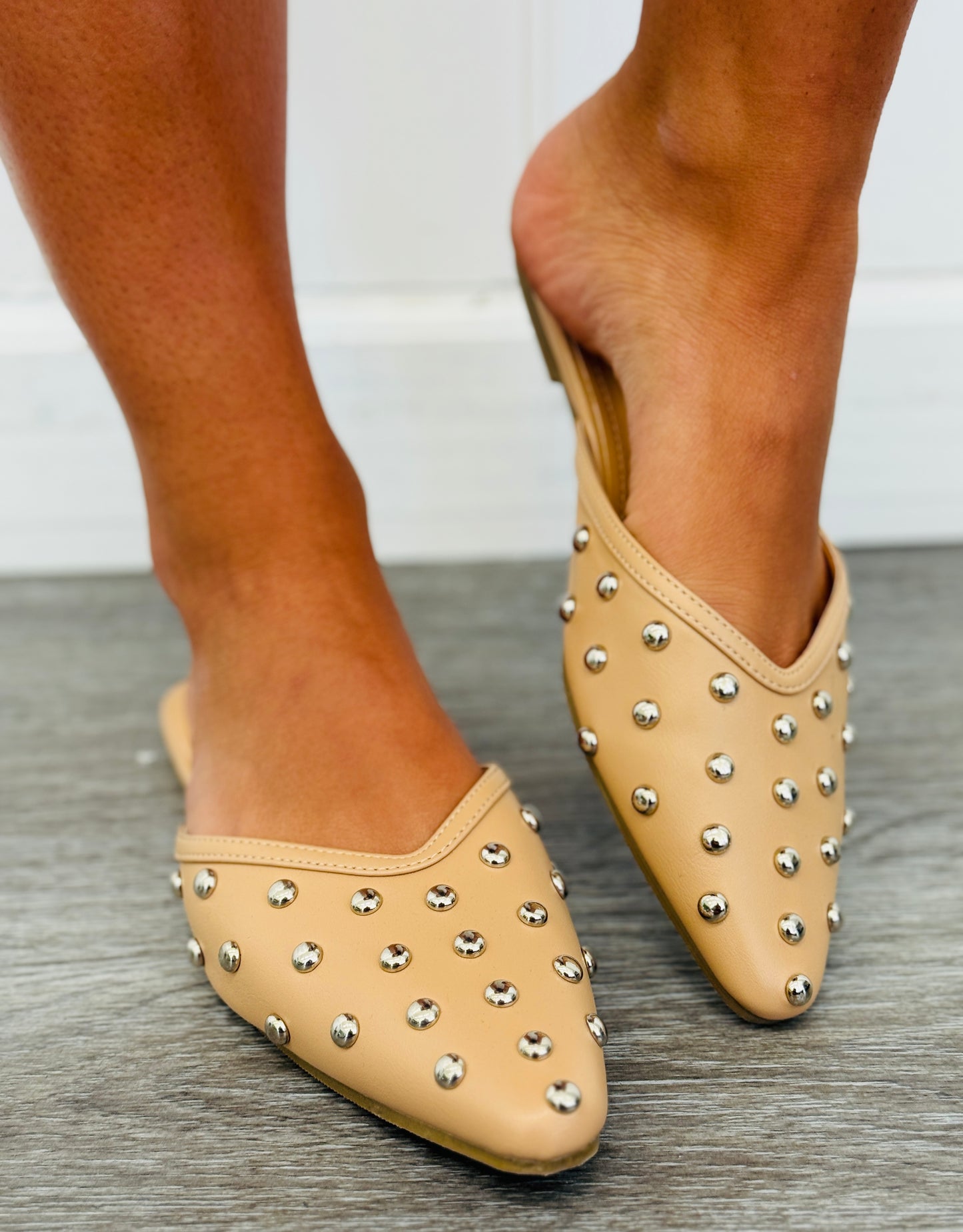 Beige Studded Sophistication Flats