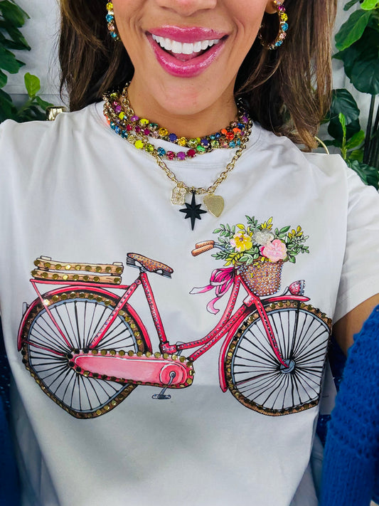 Bloom With The Wind Embellished Short Sleeve Top (Reg.)