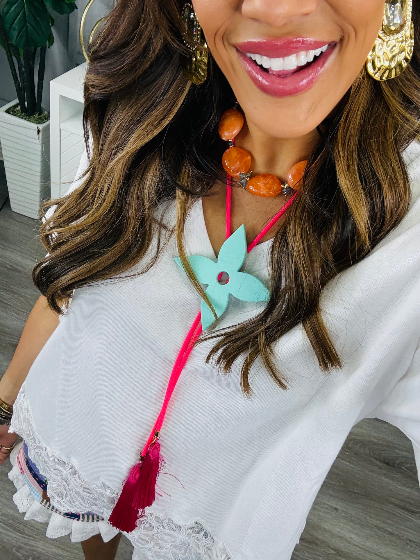 White Crochet Lace Trim Top (Reg & Plus)